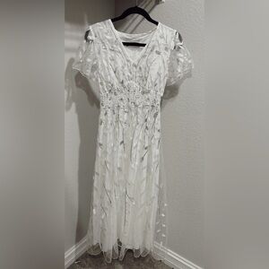 White, Sparkled, Elegant Dress, size small, fitted